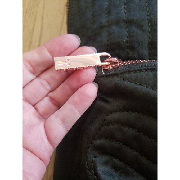 Ted Baker Backpack Akija Satin Quilted Bow Large Rose Gold Hardware Dark Green - Picture 3 of 10